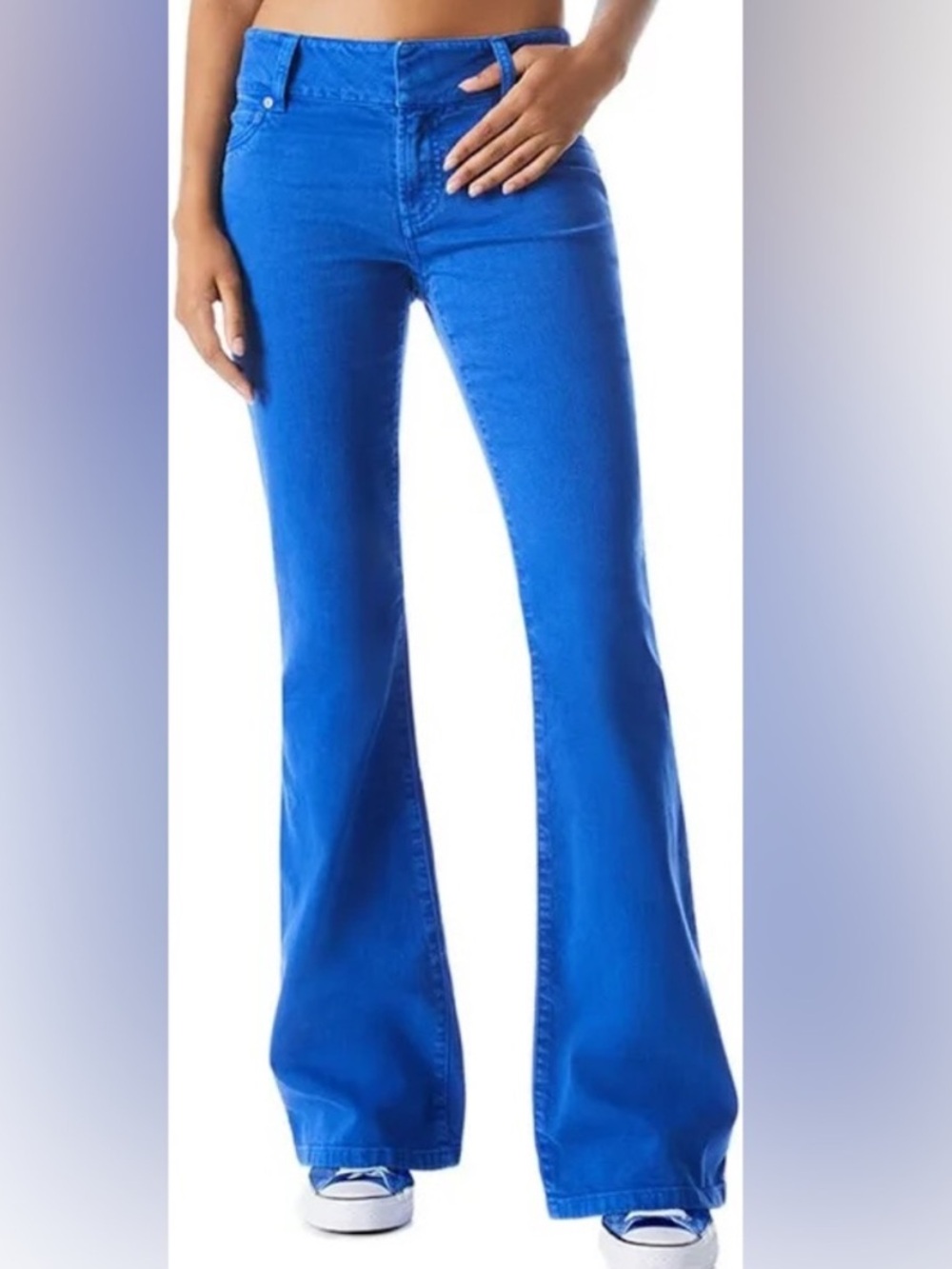 Alice + Olivia Stacey Low Rise Cobalt Blue Flare Jeans